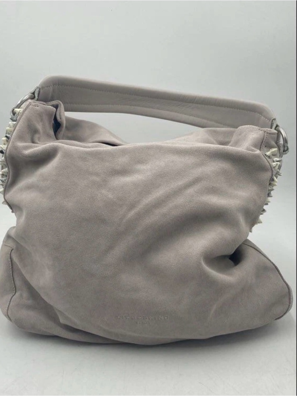 Liebeskind Soft Grey Suede Studded Single Strap Hobo Bag Purse 🌸🌸